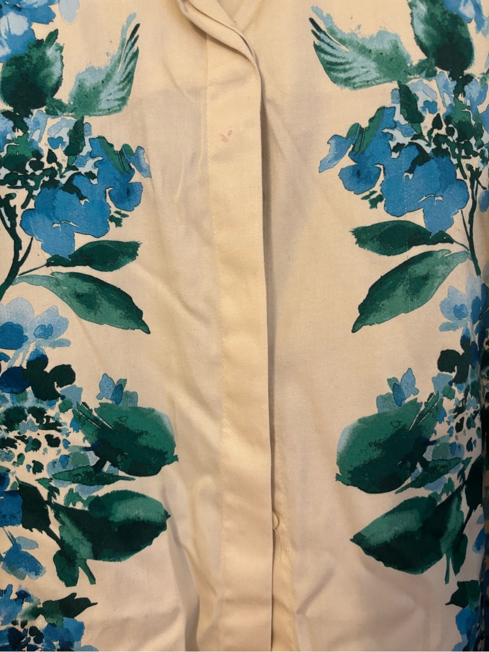 Tuckernuck Cream Sleeveless Shirt Dress with Blue Floral Print - Picture 2 of 4